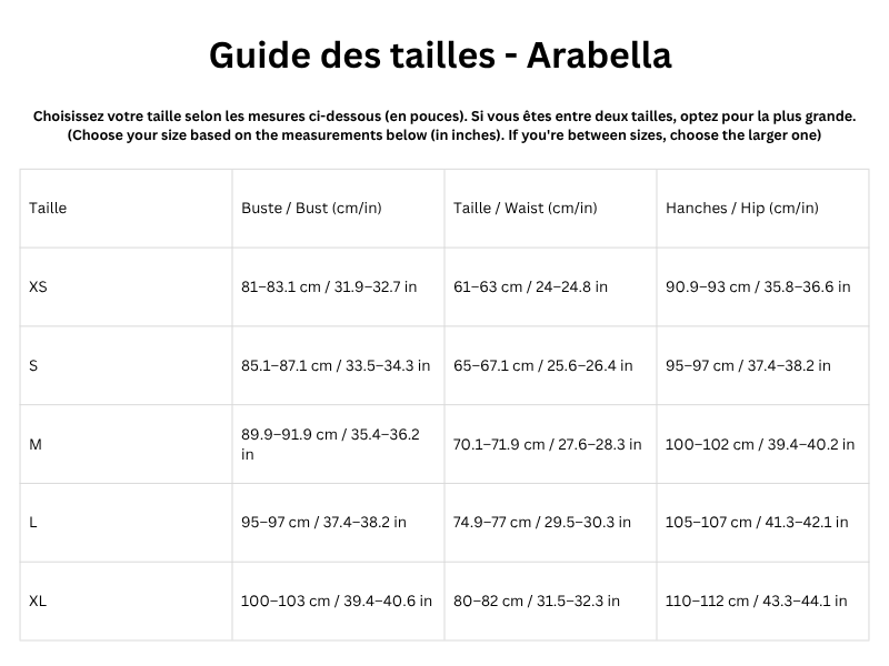 Guide des tailles
