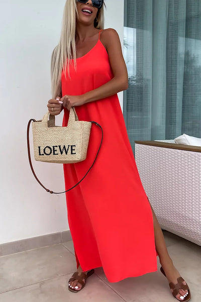 Myriam - Robe Maxi Unie Dos Nu à Bretelles