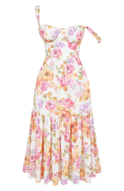 Elia – Robe Corset d'Été à Fleurs en Coton Stretch