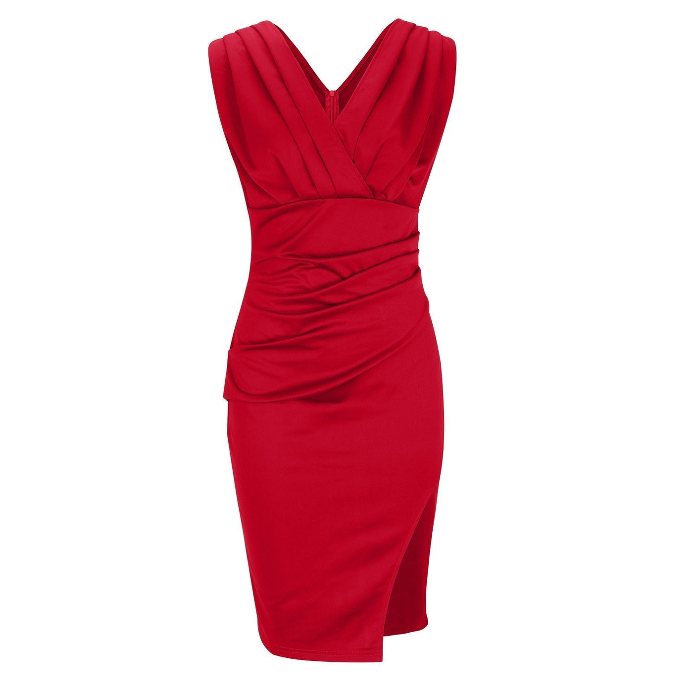 Florine - Robe Cintrée à Décolleté en V et Fente