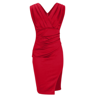 Florine - Robe Cintrée à Décolleté en V et Fente