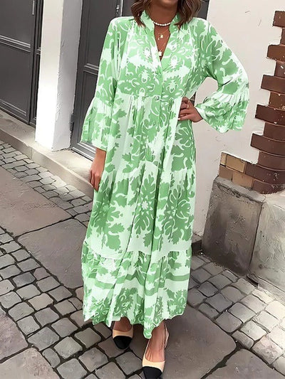 Avery – Robe Maxi à Décolleté en V et Manches 3/4 Séduisante