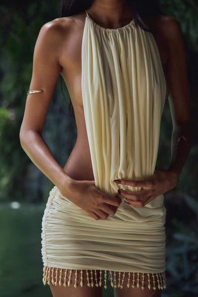 Naïa - Robe Drapée & Détails Perles