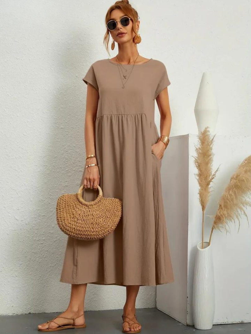 Ruby - Robe Essentielle Élégante en Coton et Lin