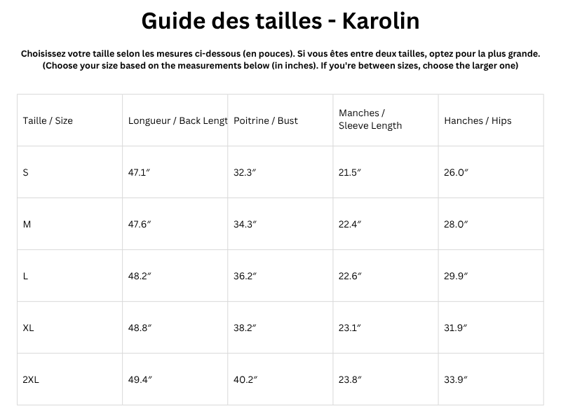 Guide des tailles