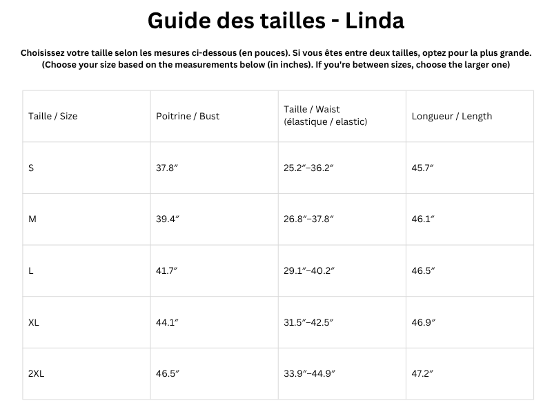 Guide des tailles