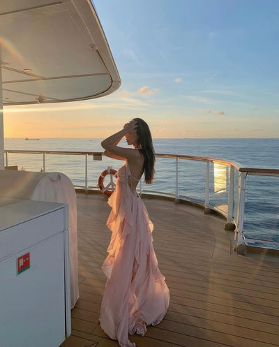Collins - Robe maxi sans bretelles à volants