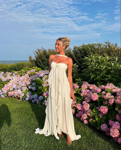 Collins - Robe maxi sans bretelles à volants