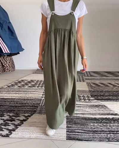 Grace – Robe Décontractée à Bretelles et Couleur Unie