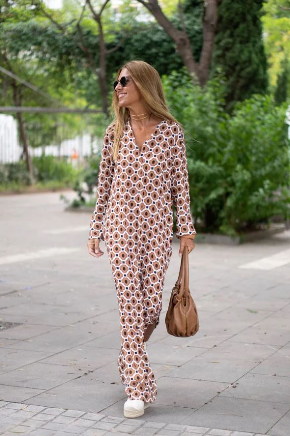 Bellevo – Robe Élégante à Imprimé Marron