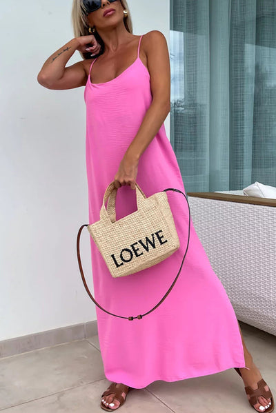 Myriam - Robe Maxi Unie Dos Nu à Bretelles