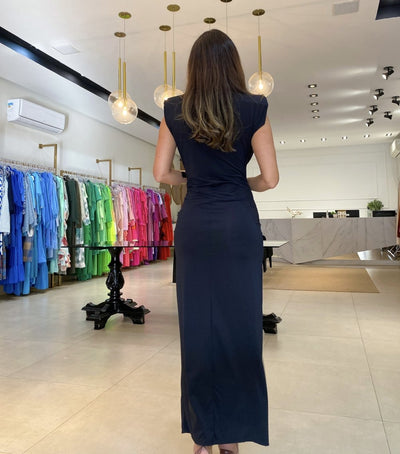Vivian - Robe fendue drapée à col plongeant