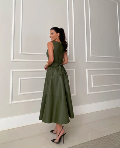 Valentina - Robe Midi en Similicuir