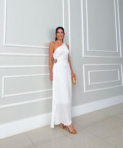 Fanny - Robe longue asymétrique plissée avec découpe