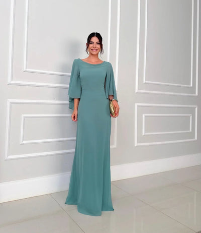 Claire - Robe longue à manches voile élégante