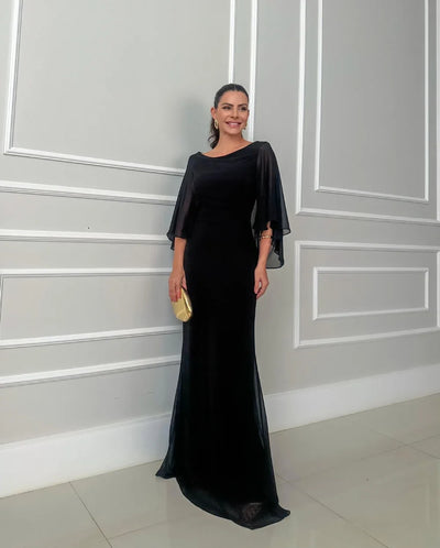 Claire - Robe longue à manches voile élégante