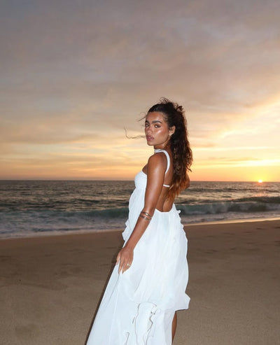 Collins - Robe maxi sans bretelles à volants