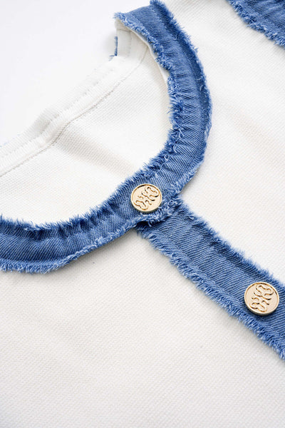Amélie - Robe Pull Sans Manches Patchwork en Tricot Métallisé