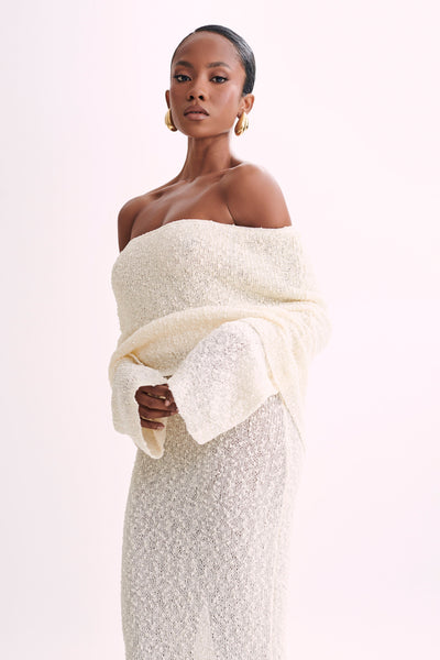 Marisol - Robe Longue Bouclée à Épaules Dénudées