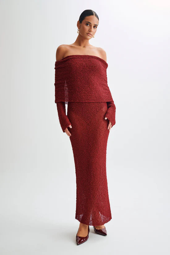 Marisol - Robe Longue Bouclée à Épaules Dénudées