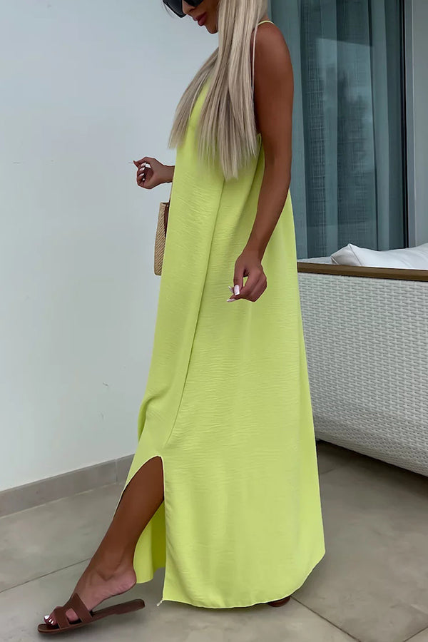 Myriam - Robe Maxi Unie Dos Nu à Bretelles