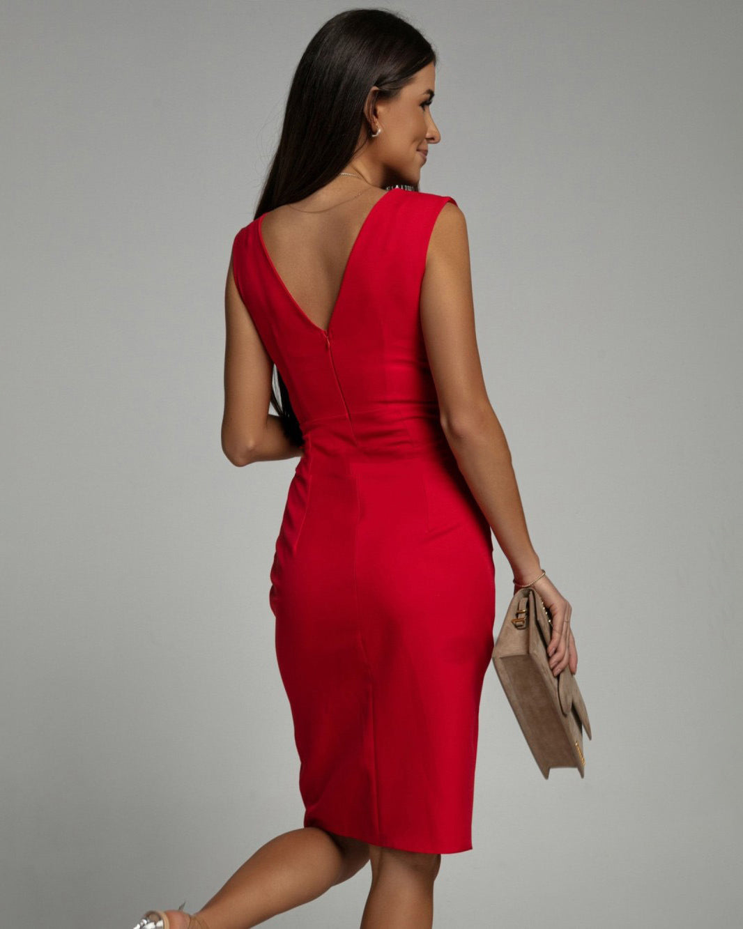 Florine - Robe Cintrée à Décolleté en V et Fente