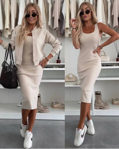 Karin – Ensemble Robe Midi avec Veste Bomber