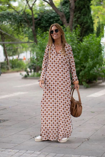 Bellevo – Robe Élégante à Imprimé Marron
