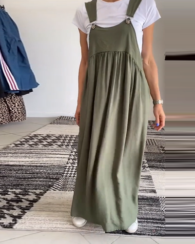 Grace – Robe Décontractée à Bretelles et Couleur Unie