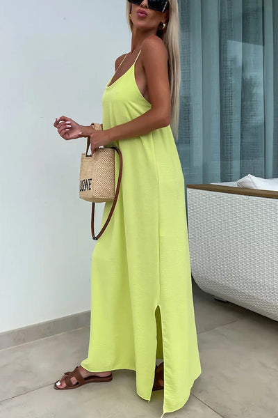 Myriam - Robe Maxi Unie Dos Nu à Bretelles