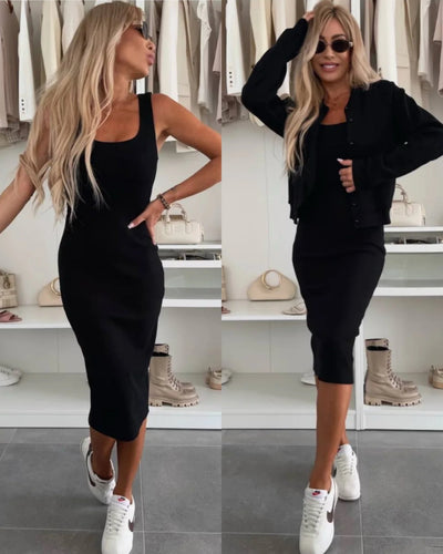 Karin – Ensemble Robe Midi avec Veste Bomber