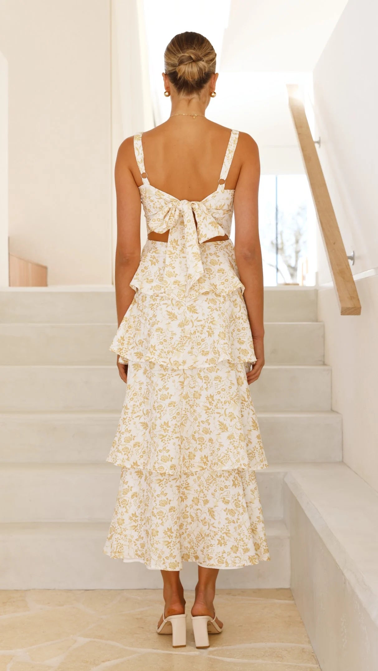 Isadora – Robe maxi fleurie en douceur pêche