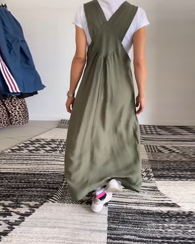 Grace – Robe Décontractée à Bretelles et Couleur Unie