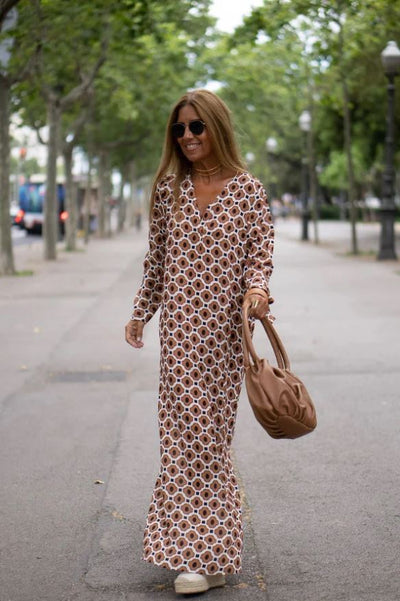 Bellevo – Robe Élégante à Imprimé Marron