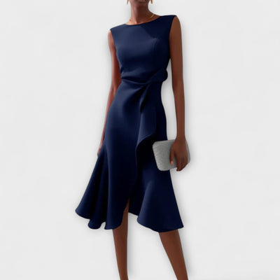 Sonia - Robe midi asymétrique drapée
