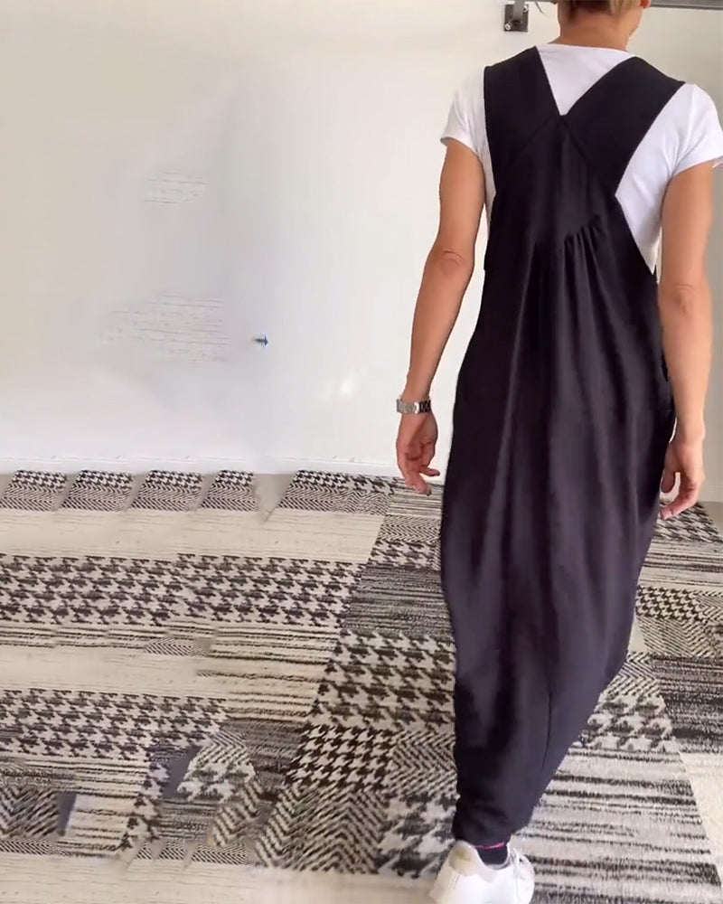 Grace – Robe Décontractée à Bretelles et Couleur Unie