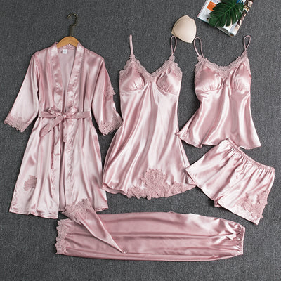 Naomi – Ensemble nuisette 5 pièces en satin glacé