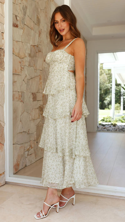 Isadora – Robe maxi fleurie en douceur pêche