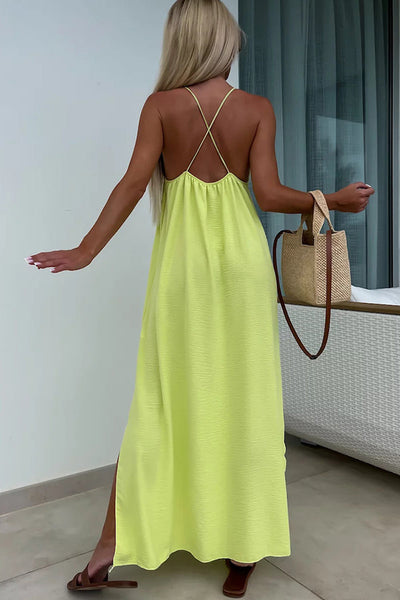 Myriam - Robe Maxi Unie Dos Nu à Bretelles