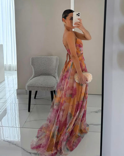 Giselle – Robe longue envoûtante à imprimé fleuri