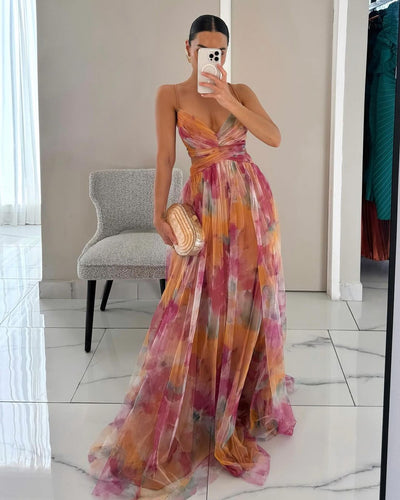 Giselle – Robe longue envoûtante à imprimé fleuri