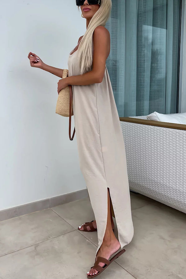 Myriam - Robe Maxi Unie Dos Nu à Bretelles