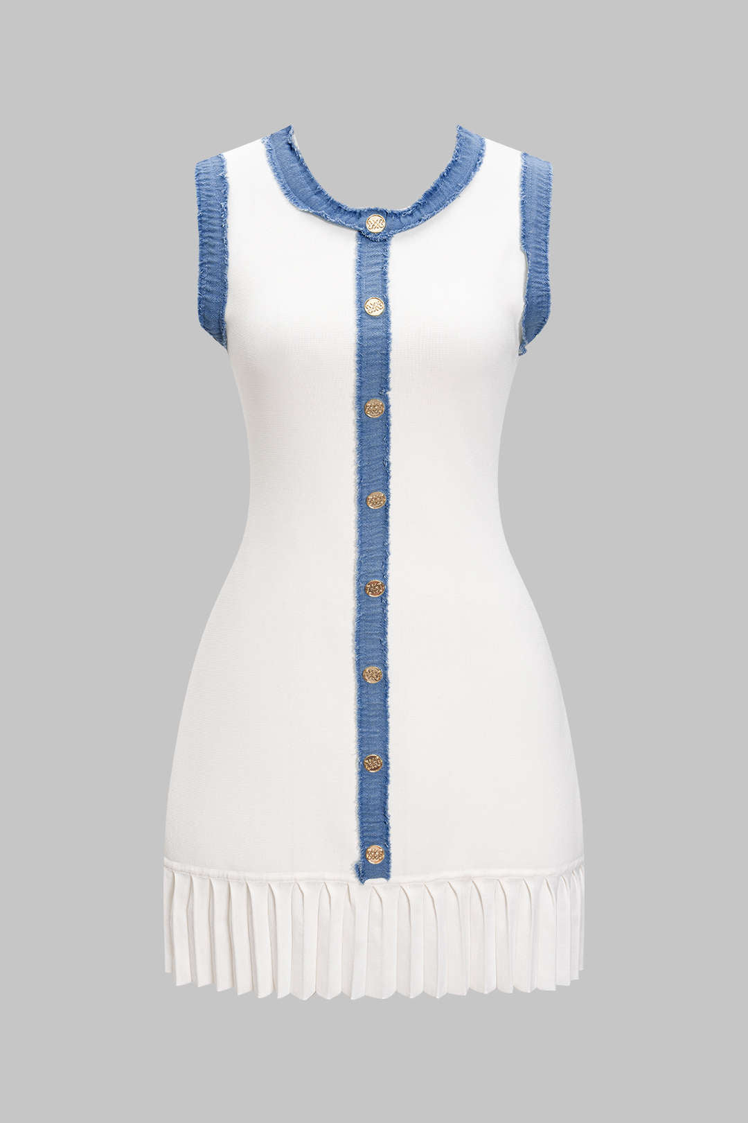 Amélie - Robe Pull Sans Manches Patchwork en Tricot Métallisé