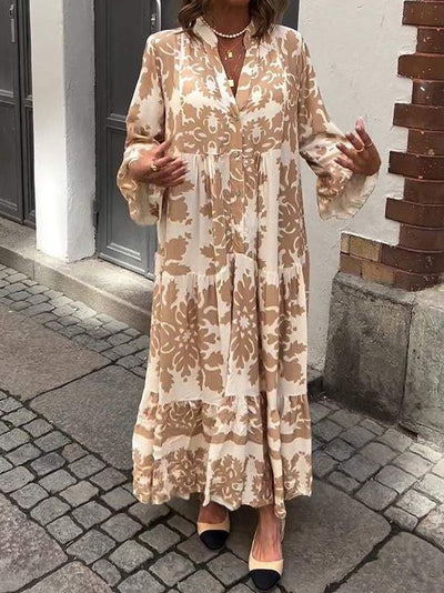 Avery – Robe Maxi à Décolleté en V et Manches 3/4 Séduisante
