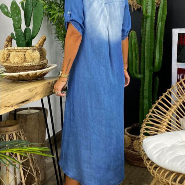 Maïna - Robe d’été mi-denim à col en V