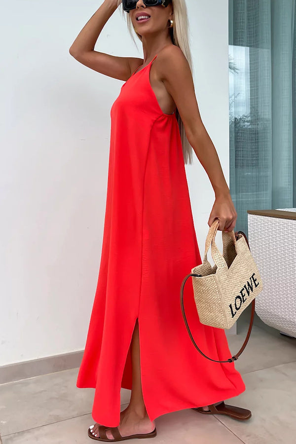 Myriam - Robe Maxi Unie Dos Nu à Bretelles