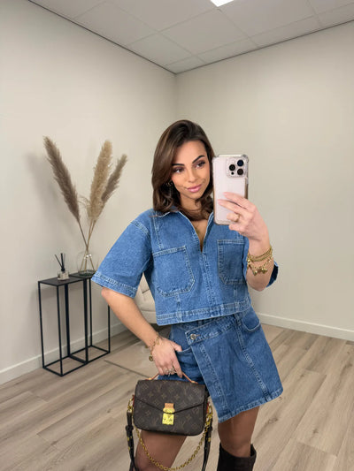 Océane – Ensemble en denim structuré à poches utilitaires