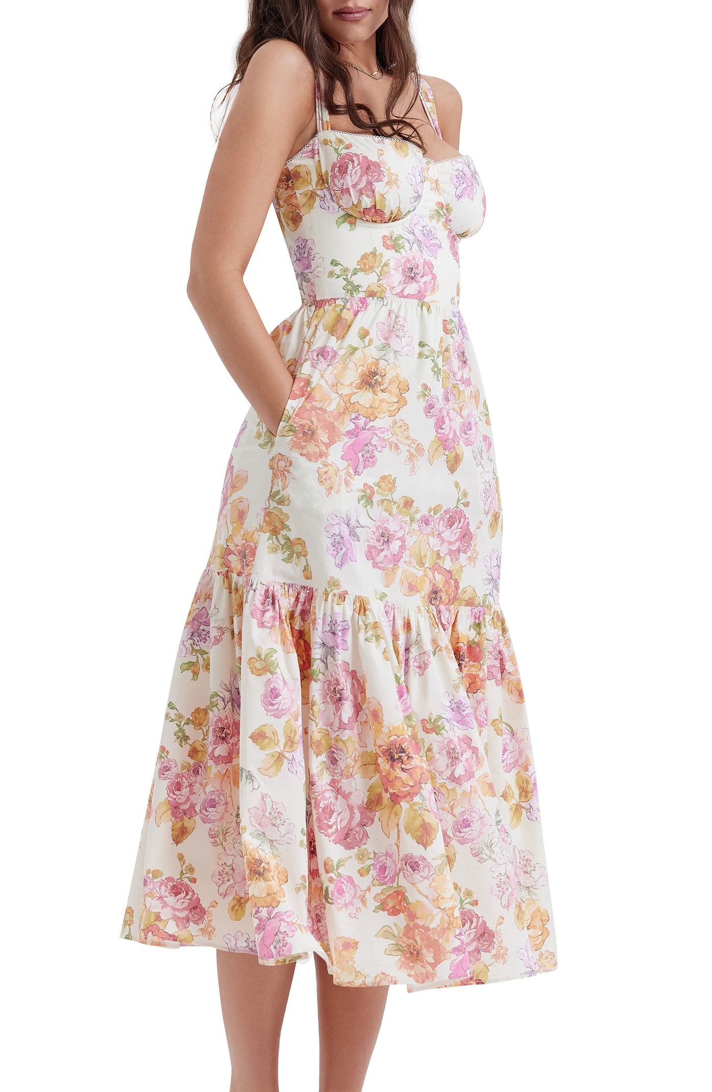 Elia – Robe Corset d'Été à Fleurs en Coton Stretch