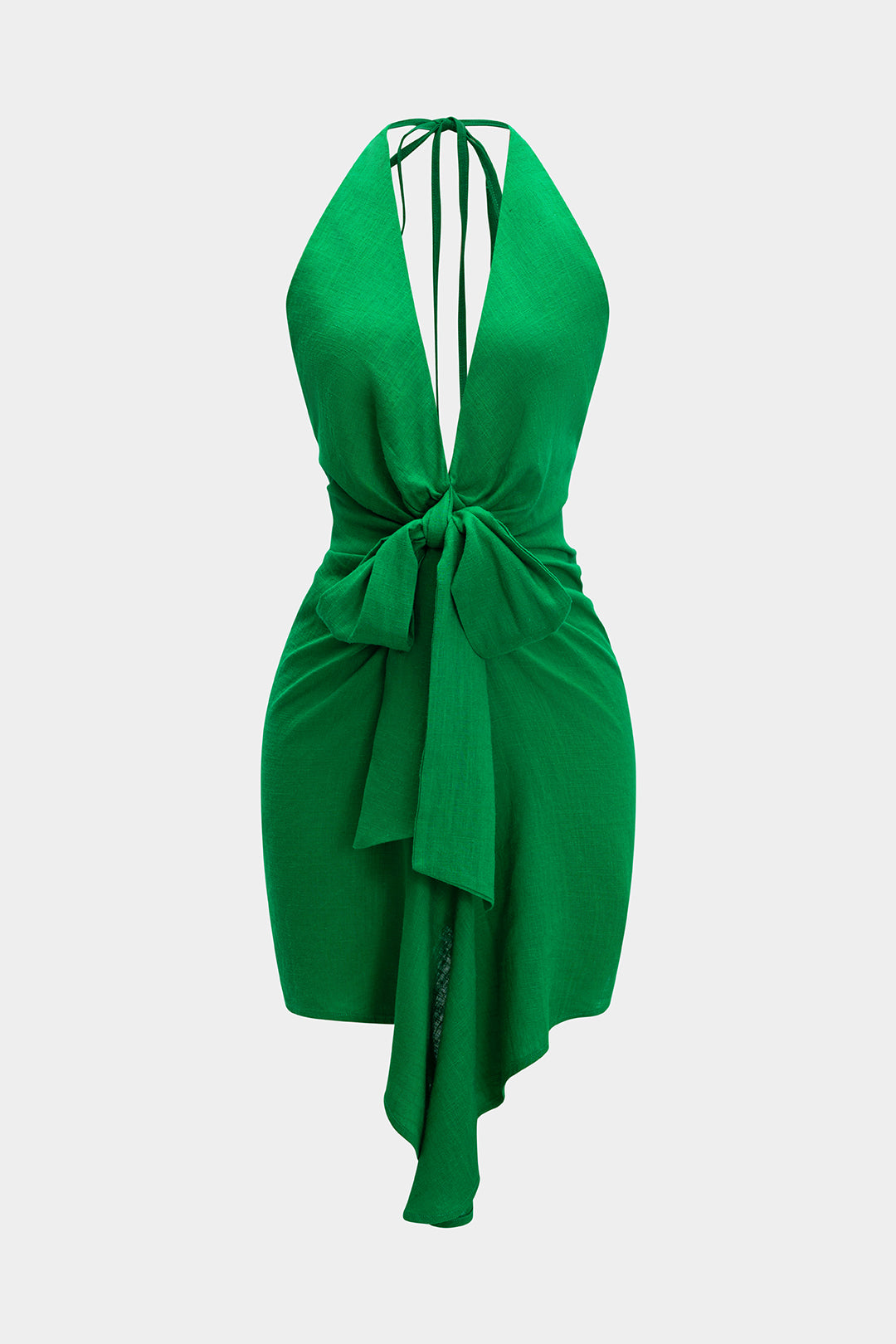 Léna - Robe dos nu à nouer – mini en effet lin