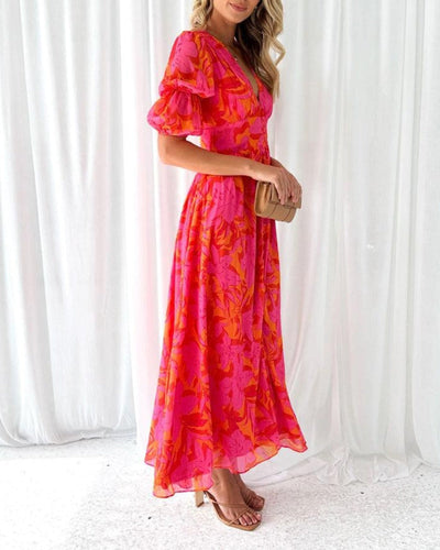 Derana – Robe Longue Rouge et Rose